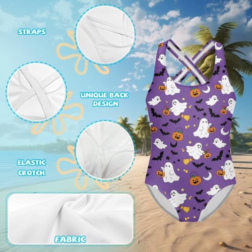 Image of Girls One Piece Swimsuits Quick Dry Beach Bathing Suit Crossback Swimwear 5-14 Years