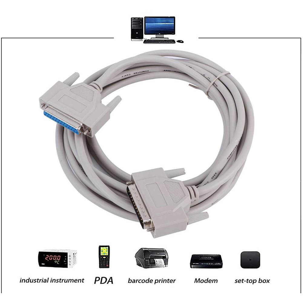 Fyearfly 15 Piedi Db25 Cavo di Prolunga 25 Pin, Lunghezza 4,5M(15Piedi) Linea di Porte Parallele Db9 Db25 Con Connettore Maschio E Femmina Rs232, per Stampante, Macchina per Incisione Mach-3