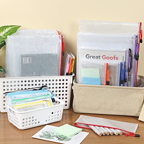 Eoout 30Pcs Mesh Zipper Pouch, Waterproof Zipper Bags, 8 Sizes Waterproof Plastic Document Pouch, 8 Colors, Multipurpose For Travel Storage, School Supplies, Office Appliances And Home Organize #TOP6