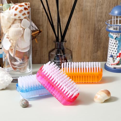 Piriuuo 3 Stück Handbürste, Doppelseitige Nagelbürste Kunststoff Handbürste Nagelbürsten Handwaschbürste Handbürstes Nagelbürstes Nail Brush für Reinigung Nagel, Under Nails, Rot, Blau und Orange