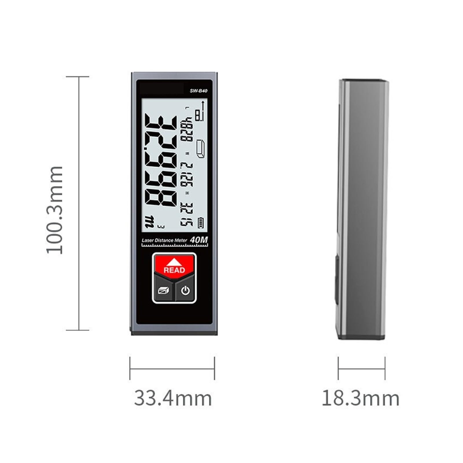 Mini medidor de Distancia láser, telémetro Recargable, 40M, 50M, 60M, telémetro, Ruleta electrónica, Cinta métrica, probador Alta precisión(SW-B60)