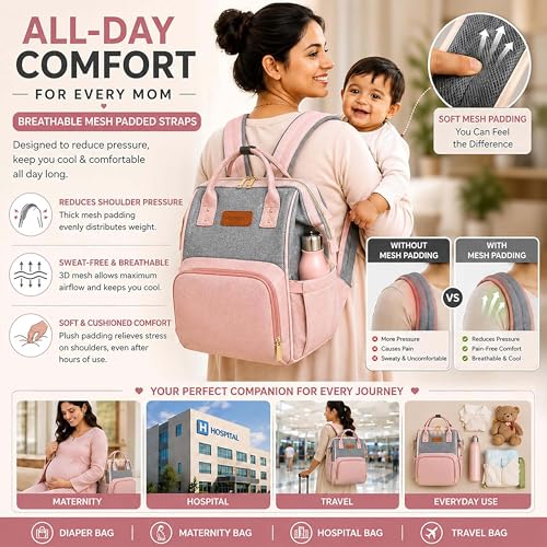 Image of Motherly Patented Design Maternity Diaper Bag with Accessories | Waterproof Baby Travel Bag | Multi-Pocket Organizer for Newborn Essentials & Hospital Use (Envy Series)