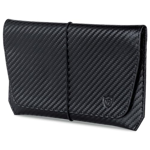 VON HEESEN Leder Reisepasshülle mit RFID-Schutz - Passport-Hülle aus echtem Leder - Reisepass-Organizer für stilbewusste Herren & Damen in Carbon Schwarz