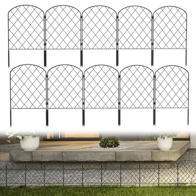 Decorative Garden Fence 10 Pack Animal Barrier Fencing 10ft (L) x 22in (H) Rustproof Metal Wire Section Edging with Plastic Stakes Dog Fence Outdoor for Yard Landscape Patio, Arched