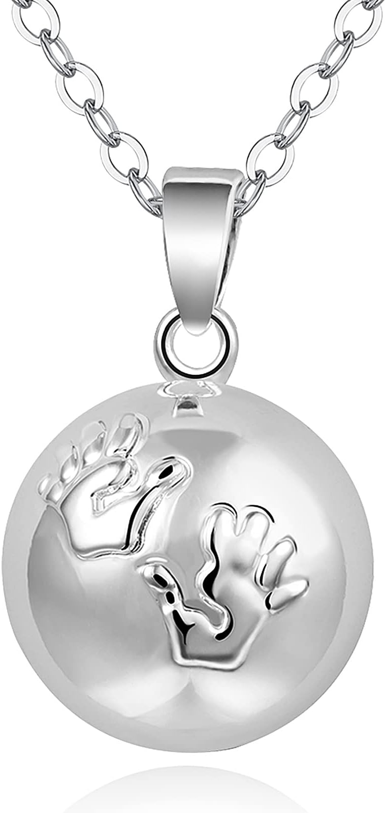 AEONSLOVE Baby Feet Harmony Ball Necklace Angel Chime Caller Necklace Balls for Women Bola Necklace Rattle Pendant Necklace Soothing Musical Necklace for Expecting Mothers - 30 & 45 Inch Chain