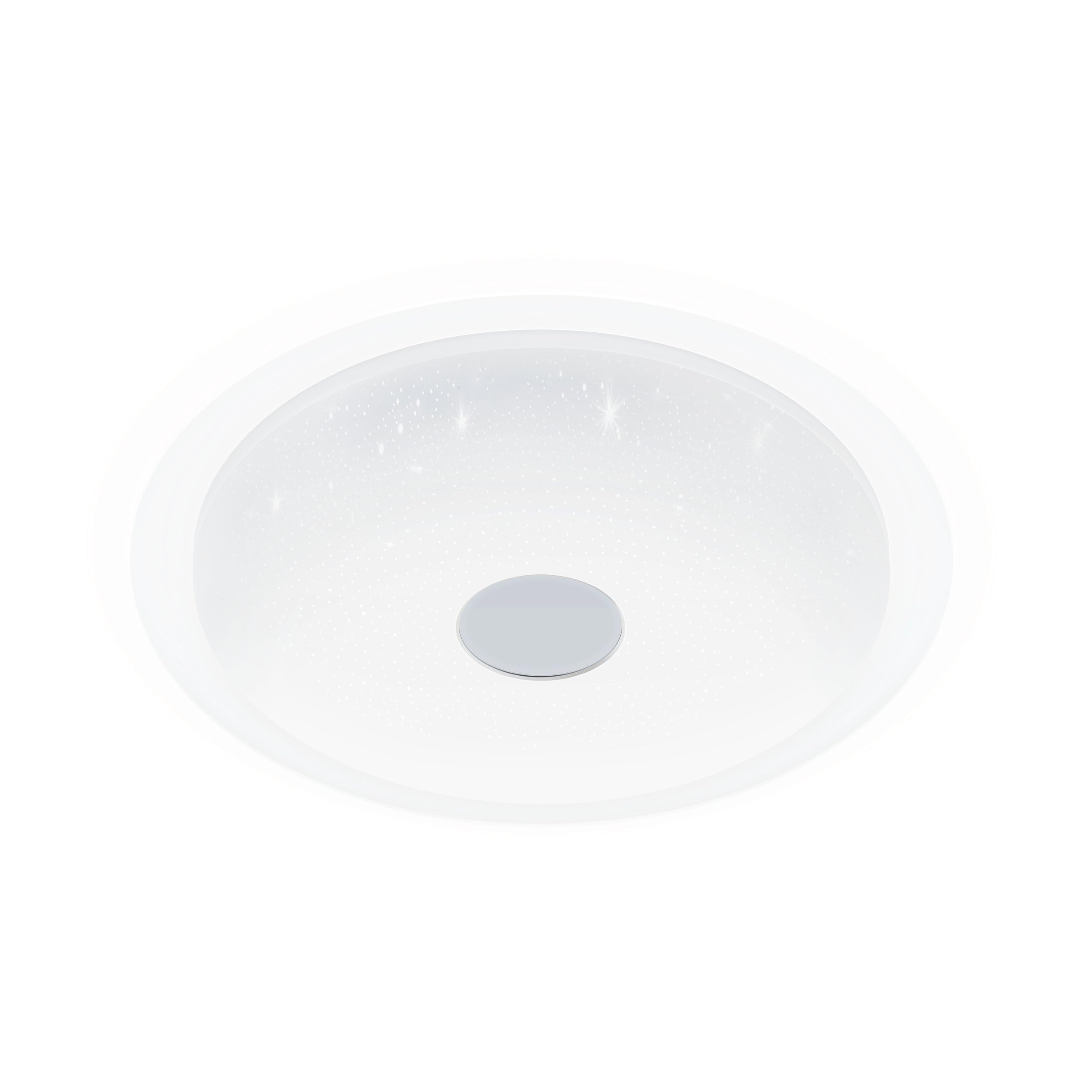 Eglo LED Ceiling lamp Igroka 1, Crystal-Effect, dimmable by Remote, Starry Sky Light Fixture, Metal White Chrome, Warm to Cool White, Ø 46.5 cm