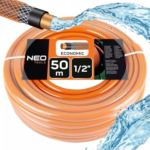 NEO TOOLS Gartenschlauch 1/2 Zoll, 50 m Länge, 4-lagiger - UV-beständig, Flexibel Schlauch - Wasserschlauch aus Erst-PVC, mit Anti-Algen-Innenausstattung - Orange NEO TOOLS Gartenschlauch 1/2 Zoll, 50 m Länge, 4-lagiger - UV-beständig, Flexibel Schlauch - Wasserschlauch aus Erst-PVC, mit Anti-Algen-Innenausstattung - Orange