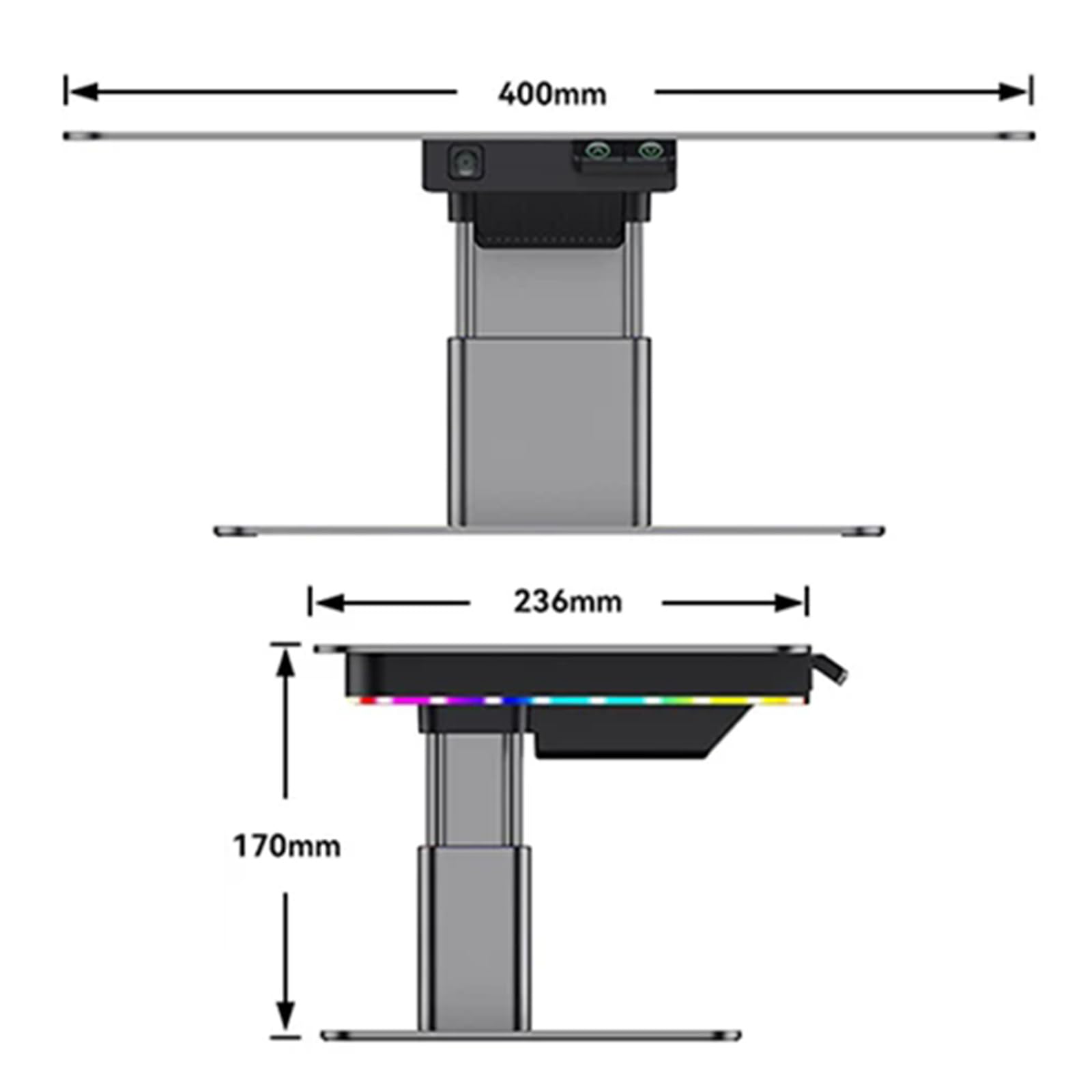 Soporte Elevador para Monitor para Escritorio, Soporte Eléctrico De Aluminio para Computadora, Altura Ajustable, con Concentrador USB 3.0, Carga Rápida PD De 18w, Soporta 44lbs Silver