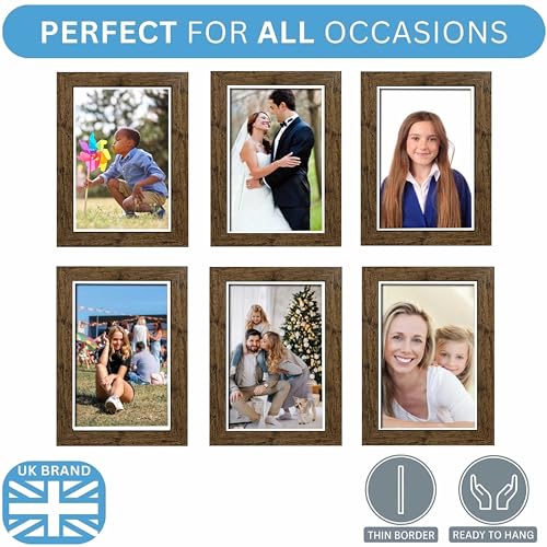 Picture Frame 6 x 4, Brown, Pack of 3, Freestanding and Wall Mountable, 10 x 15 cm, 6x4 Picture Frames, Brown 6x4 Photo Frames, 4x6 Photo Collage Gallery Display - Image 5
