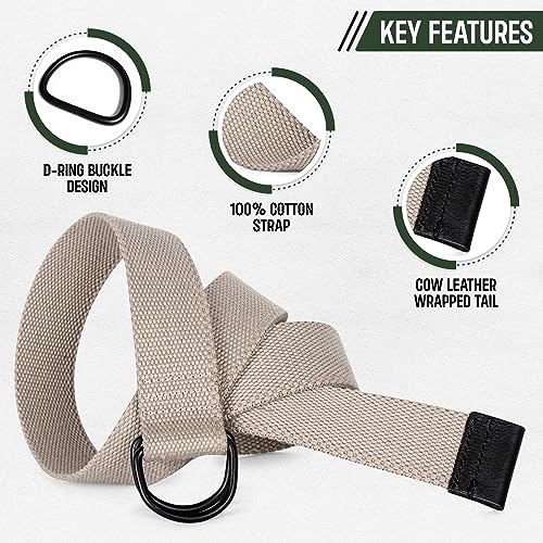 PBF Mens & Womens Canvas Belt with Black D Ring Buckle - 1 1/2" Wide - Small to Plus Size - Pack of 2 Solid Colors2