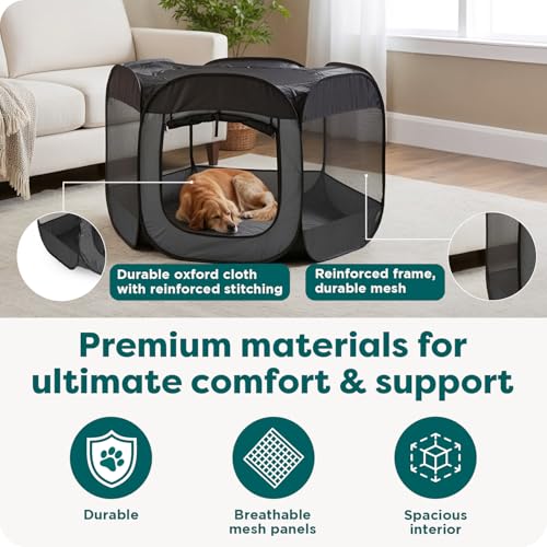 Image of FurHaven Portable Pet Playpen for Dogs & Cats,Extra Large Indoor Kitten Playpen -Mesh Sides,Foldable Dog-Playpen for Small Dogs,Pop Up Travel Dog Pen,X-Large,Pet Crate with Mesh Sides,Gray,(Pack of 2)