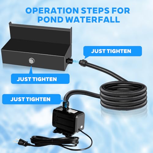 Image of Upgraded Outdoor Pond Waterfall Kit with 50W Pump - 825 GPH Water Flow, 12.2 Inch Adjustable Waterfall Spillway & Extra Long Hose for Garden Ponds, Backyard Water Features (foundation)