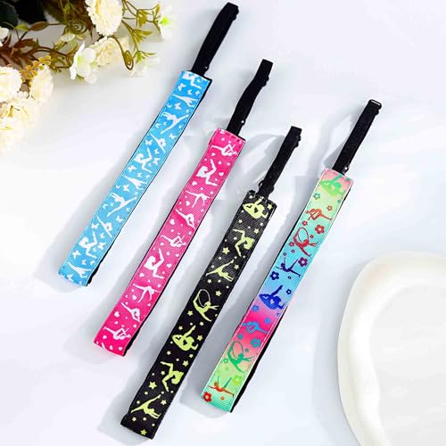 4 PCS Tie Dye Elastic Headband No Slip Adjustable Rainbow Headpieces Yoga Sports Exercise Hair Accessories for Women and Girls3