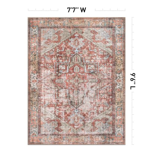 Rugshop Multi Vintage Boho Medallion Area Rug — Machine Washable, 9'x12' for Living Room, Dining Room and Bedroom