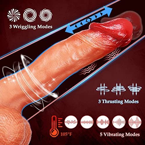 9.6" Wriggling Thrusting G Spot Dildo Vibrator, Remote Control Vibrating Dildos Sex Toys, Heating Big Anal Silicone Dildo Sex Toy Machine With Suction Cup, Realistic Dildos Vibrators For Women Men #TOP1