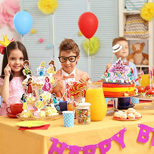 25Pcs Princess Cake Toppers Princess Cupcake Topper For Girls Happy Birthday Party Decorations Supplies #TOP2