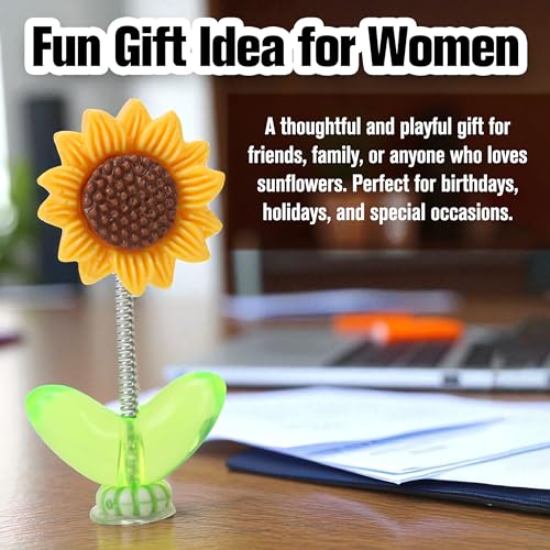 Image of 10 pcs Sunny Vibe Sunflower Ornaments for Car Bobbleheads Accessories Dashboard Decoration - Hippie Cute Funny Natural Shaking Mini Sunflower Plant with Paste DIY Decor Helmet Hairclip Head Mirror