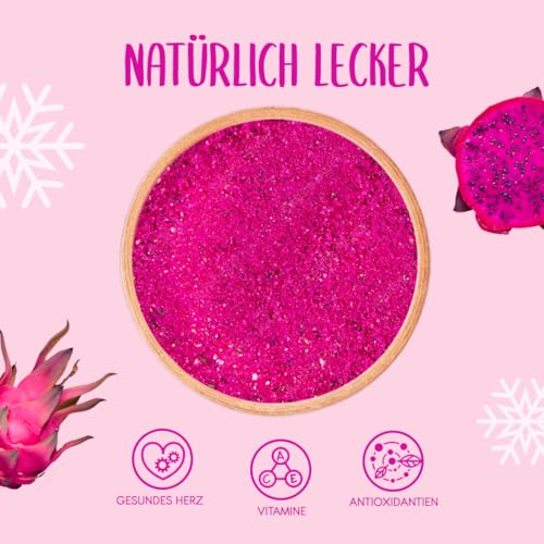 Gefriergetrocknetes Drachenfrucht Pulver 100g - Gefriergetrocknete Früchte Pulver - Pitaya Pulver Gefriergetrocknet zum Backen, Smoothies & Müsli - Natürliches Drachenfrüchtpulver ohne Zusätze