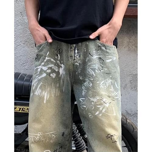 Baggy Jeans Men Grunge Y2k Jeans Loose Fit Graffiti Oversize Casual Wide Leg Uncuffed Denim Pants Hip Pop4