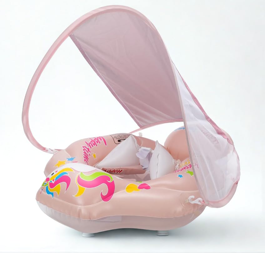ALLY Kids Bouée Bébé Piscine et Plage avec Pare-Soleil Amovible Anti UV (UPF 50+) I Baby Float I Ceinture Gonflable Enfant I Jeux d’Eau – Sécurité,...