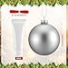 Soaoo 2 Pcs Christmas Hanging Baby Handprint Ball Ornament Kit Included Ribbon Marker 4 Inch Glass Footprint DIY Ornament Christmas Newborn Holiday Keepsake for Xmas Tree Home Decor(Sliver)