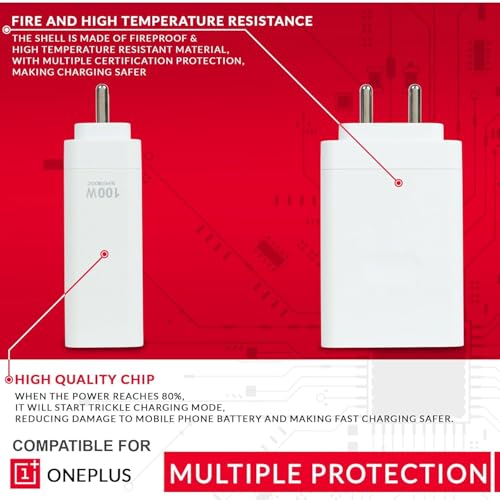 Image of Oneplus 100W Original Power Adapter with Type-C Cable Ultra-Fast Charger Compatible with One-Plus 12 /12R /11 /11R /10 /10R, Nord CE 3 Lite 5G, Nord 2T 5G, Nord CE 2 Lite 5G, Nord 5G Combo