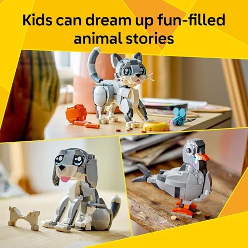 LEGO Creator 3 in 1 Playful Cat Toy - Building Toy with 3 Building Options, Cat, Dog, or Pigeon - Animal Figures for Kids, Girls and Boys, Ages 8+ - Gift Idea for Birthday - 31163 — view 4