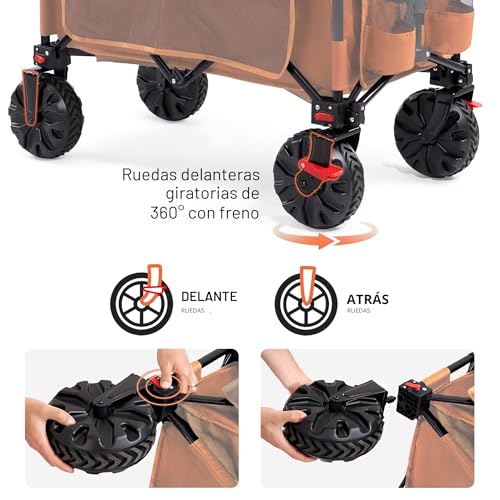 Miniatura 7 de Timber Ridge Carro Playa Ruedas Grandes, Carrito Plegable Transporte Para Jardín Playa Campaña Compra Al Aire Libre, Carreta Con Bolsa De Cubierta Mango Ajustable Hasta 100kg