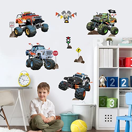 Wondever Racing Car Wall Stickers Truck Vehicles Peel And Stick Wall Art Decals For Boys Room Kids Bedroom Playroom #TOP3