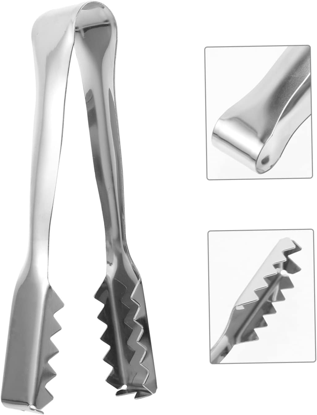 KICHOUSE 2pcs Lightweight Portable Ice Cube Clip Serrated Fruit Tongs Stainless Steel Clamps for Tea Party Daily Use