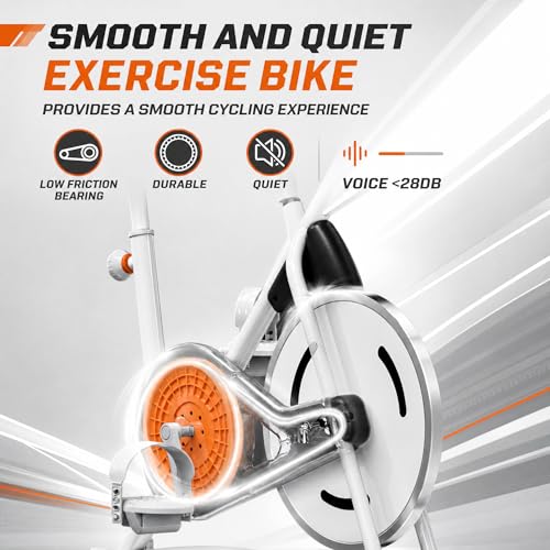 Image of HOELLL Exercise Bike Stationary Bikes for Home Compact Indoor Cycling Bike | with Tablet Mount, with Exclusive Heart Rate Sensor and APP Sync, with Continuously Variable Resistance, Black&White&Red
