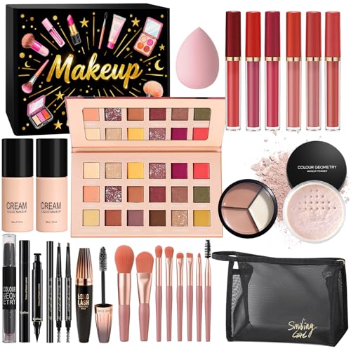 Kit de Maquillage Complet, Coffret Cadeau de Maquillage Femme Ado Fille, Coffret de Maquillage avec Ombres Paupière, Fond de Teint,...