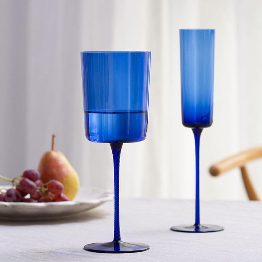 Ideas de copas de vino azules para cócteles, vaso de bar, taza de té de frutas para hogares y bares, copas de vino gruesas y duraderas, taza de cristal Taza Multifuncional