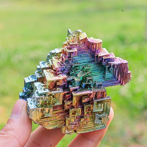 Image of Bismuth Ore Crystal - 150-200g (5.3-7 oz) Iridescent Rainbow Metal Art Specimen - Home Decoration, Education, Healing Stone, Collection