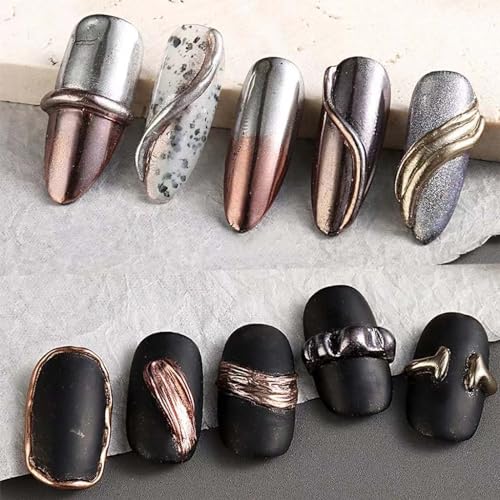 Image of NBNTGH 6 Boxes Chrome Nail Glitter Powder Metallic Mirror Effect Nail Art Powder Holographic Aurora Chameleon Pigment Chrome Powder Sliver Black Red for Gel Polish Nail Art for Women Girls Decoration