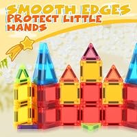 W WISE BLOCK Mini Magnetic Tiles 32pcs, STEM Travel Building Blocks Set for Toddlers 3-10, Portable Construction Toys for Boys & Girls — image 3