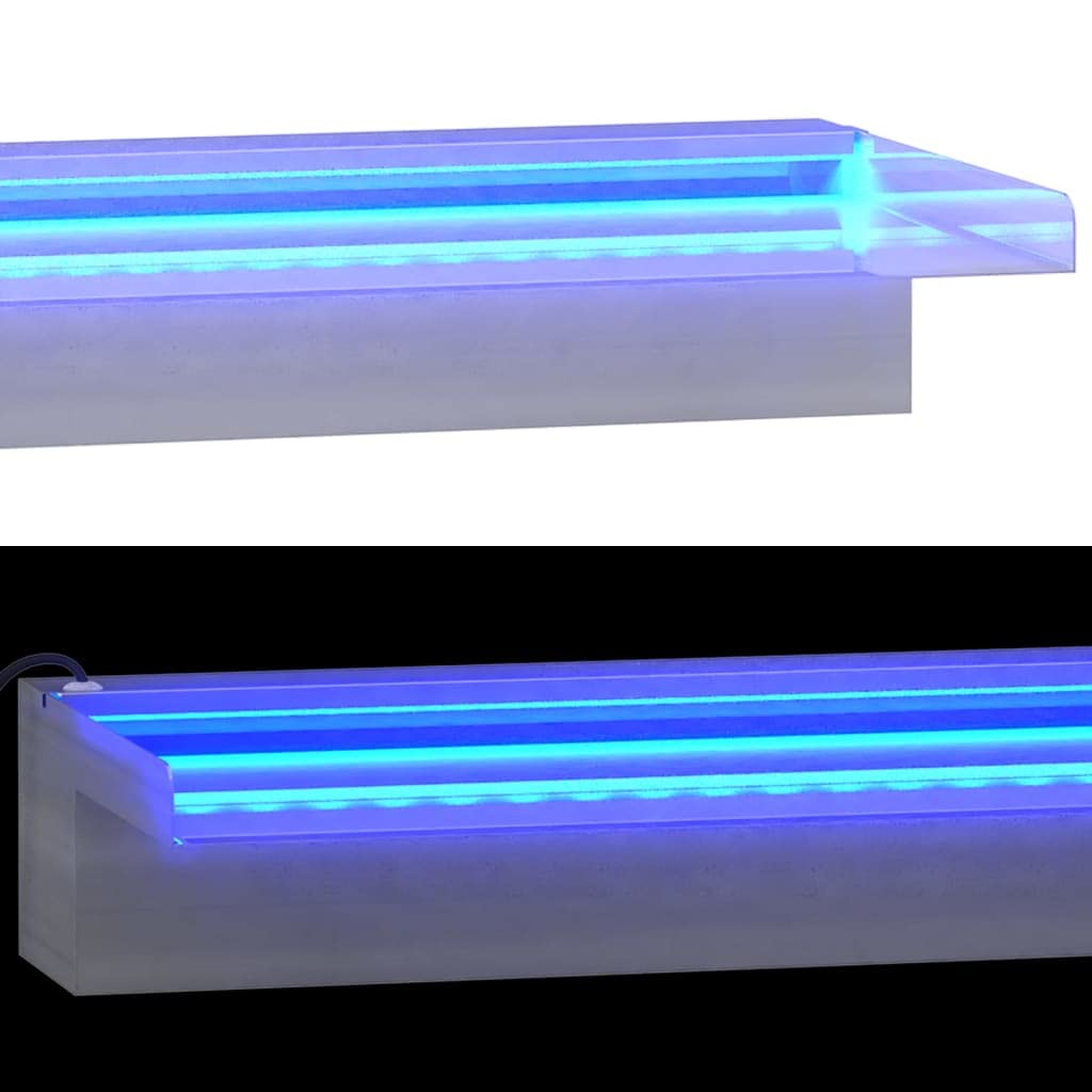vidaXL Fuente Cascada con LED RGB para Jardín Estanque Patio Exterior Piscina Aporte Decorativo Relajante Luces Vista Sonido Acero Inoxidable