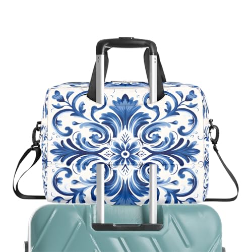 Bolso para laptop 15.6-16 pulg. vintage azul floral resistente al agua miniatura 7