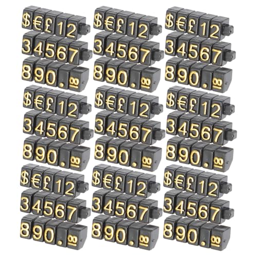 Cabilock Etiquetas de Precio para Tienda 10 Piezas Negro Números Dorados Carteles Plásticos Resistentes para Exhibición de Precios en Joyería y Supermercados Señalización Profesional y