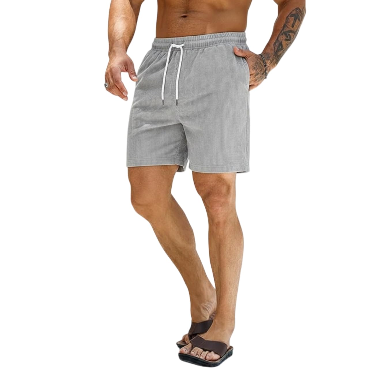 amazon brand - inkast Men's Corduroy Casual Shorts Solid Color Soft Breathable Relaxed Fit Perfect for Workout, Beach & Summer Shorts 2 Pocket with Drawstring Waist Everyday Wear-picture-27
