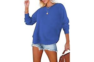 SHEWIN Women's Oversized Royal Blue Sweatshirt Casual Long Sleeve Pullover Crewneck Fall Fashion