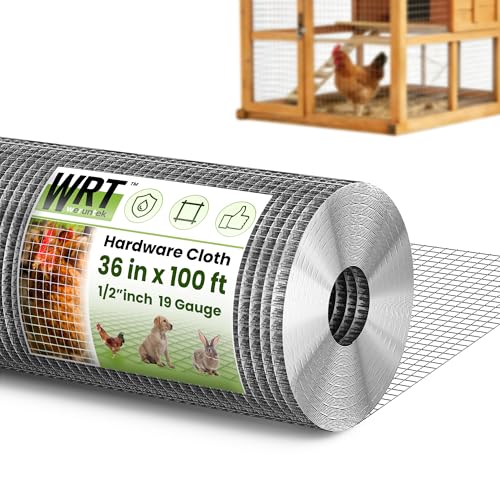 1/2 inch 36inx 100ft Hardware Cloth Chicken Wire Fencing 19G Hot Dipped Galvanized After Welding Wire Mesh Roll Garden Fence Poultry and Rabbit Barrier Outdoor Metal Fencing