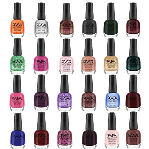 Reveal Lacquer Multi Color Full Size Salon Quality Nail Polish Gift Set, 24 Pack