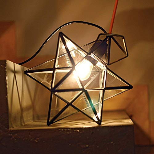 Lustre suspension réglable noire pentagramme e27 rétro industrie