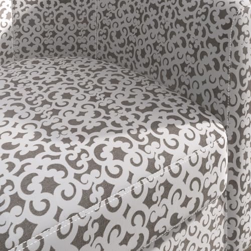 Image of BELLEZE Accent Barrel Chair Set of 2, Linen Round Chair Club Tub Sofa Corner Chair with Flared Legs and Cozy Soft Padding for Living Room Bedroom Waiting Room - White & Brown