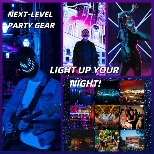 MiniLuxis LED Gesture Sensing Light-Up Mask – USB-C Rechargeable, 50+ Patterns, Super Long 8H Runtime – Perfect for Christmas, Halloween, Cosplay, Festivals, Party Costume - image 5
