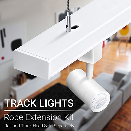 Hyperikon Track Light Suspension Kit, Pendant Lighting Accessories, 5ft Hanging Cable Gray, T-Bar Ceiling Clip (Pack of 4)