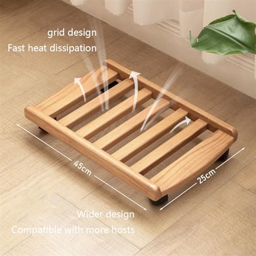 Soporte para CPU Torre de PC móvil con ruedas rodantes, montaje bajo escritorio, madera natural miniatura 5