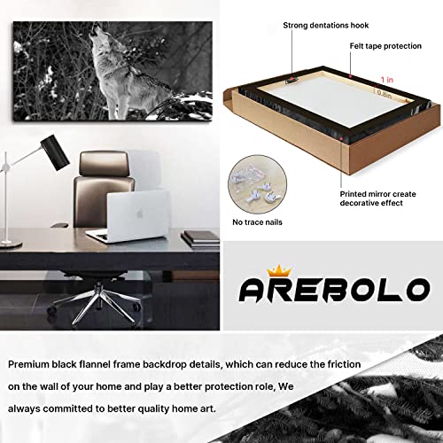 Black And White Wolf Wall Art Wild Animal Wall Decor Wolf In Snow Scene Wall Art Grey Wolf Wildlife Picture Canvas Print Painting Home Decoration For Living Room Bedroom Office Modern Artwork 30X60" #TOP5