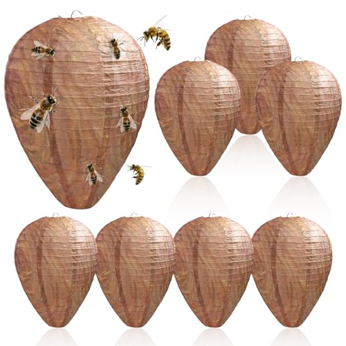 DAJASD 8 Piezas Nido De Avispas, Señuelo De Nido De Avispas, Impermeable, Falso para Colgar Avispas, para Hogares Y Jardines Al Aire Libre, Repele Eficazmente Abejas Y Avispas